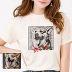 Custom Pet Portrait Pencil Sketch Tee, Dog & Cat Memorial Shirt