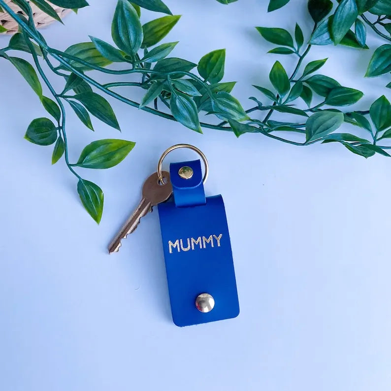 Personalized Mummy Photo Keyring, Leather Custom Photo and Nickname Keychain, Mother's Day Gift