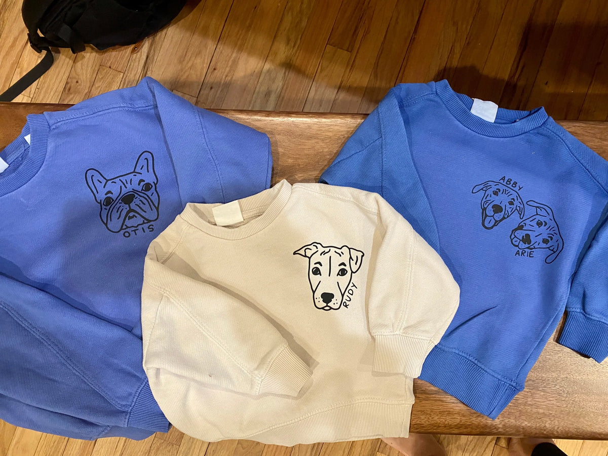 Custom Pet Portrait Printing Sweatshirt for Kids, New Mom Mama to Be Gift