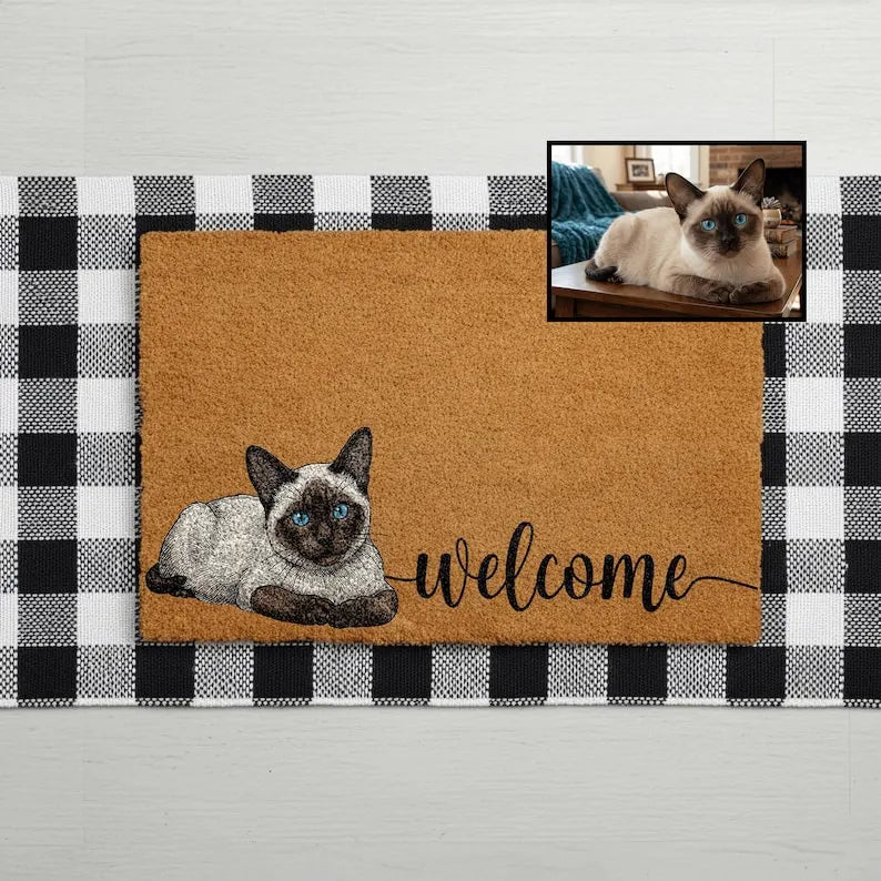 Custom Pet Portrait Door Mat, Natural Coir Fiber