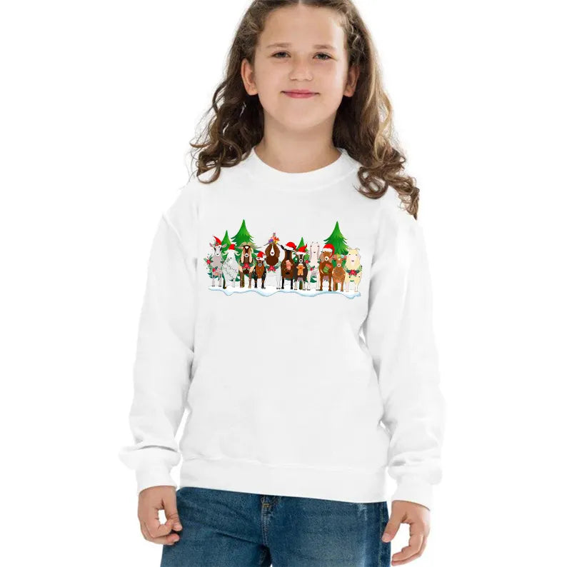PetFiestas® Christmas Goat Christmas Sweatshirt, Funny Christmas Farm Animal Sweatshirt