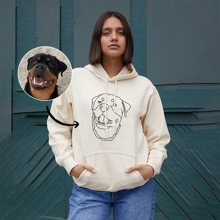 Custom Embroidered Pet Outline Portrait Hoodie/Sweatshirt/T-shirt- Stylish Outline Style