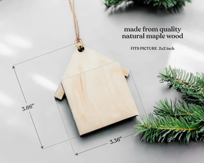 Dog Photo Wood  Frame Christmas Ornament Pet Memorial Gift, Personalized Pet Christmas Ornament