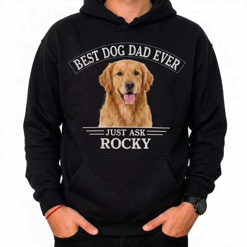 Personalized Best Dog Dad Ever Shirt with Dog Photo and Name, Father's Day Gift for Dad