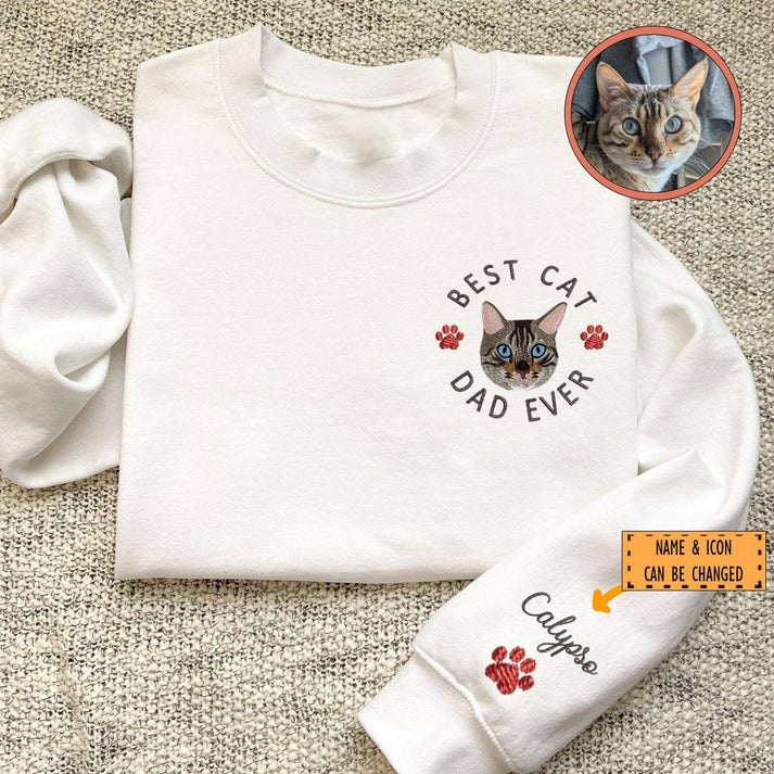 Best Cat Mom Dog Dad Custom Pet Embroidery Sweatshirt Hoodie T-shirt- Colorful Design