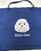 Custom Pet Portrait Embroidered Apron, Gift For Dog Mom, Pet Lover
