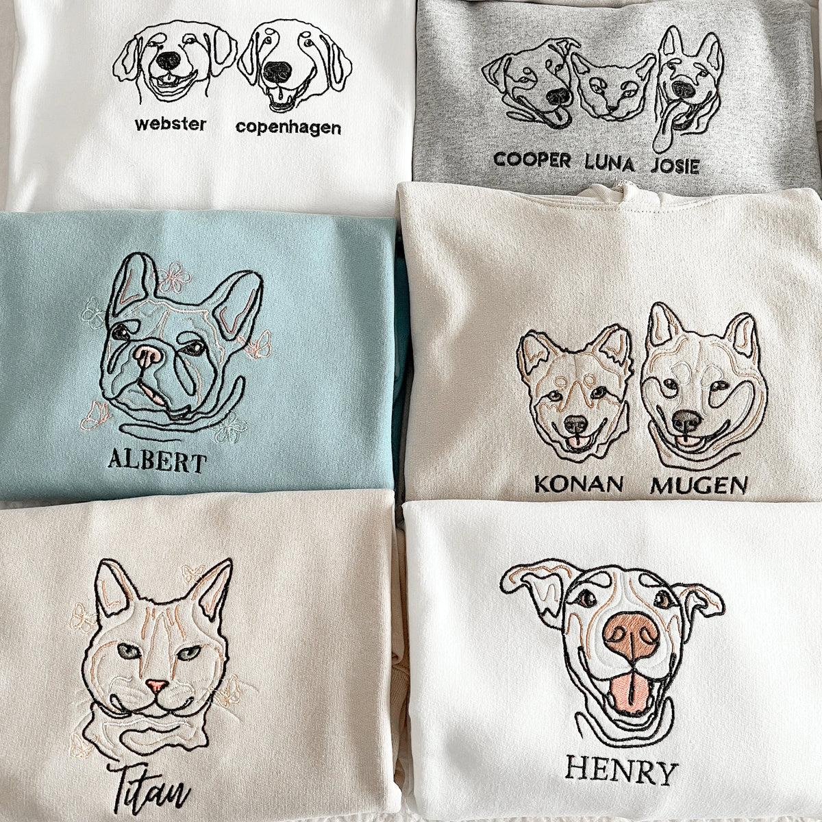 Personalized Custom Embroidered Pet Sweater Sweatshirt Custom Portrait Photo Outline Hoodie