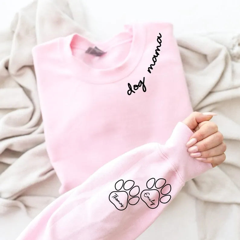 Personalized Dog Paw Printing Sweatshirt Custom Dog Mama Sweatshirt Gift for Dog Mom