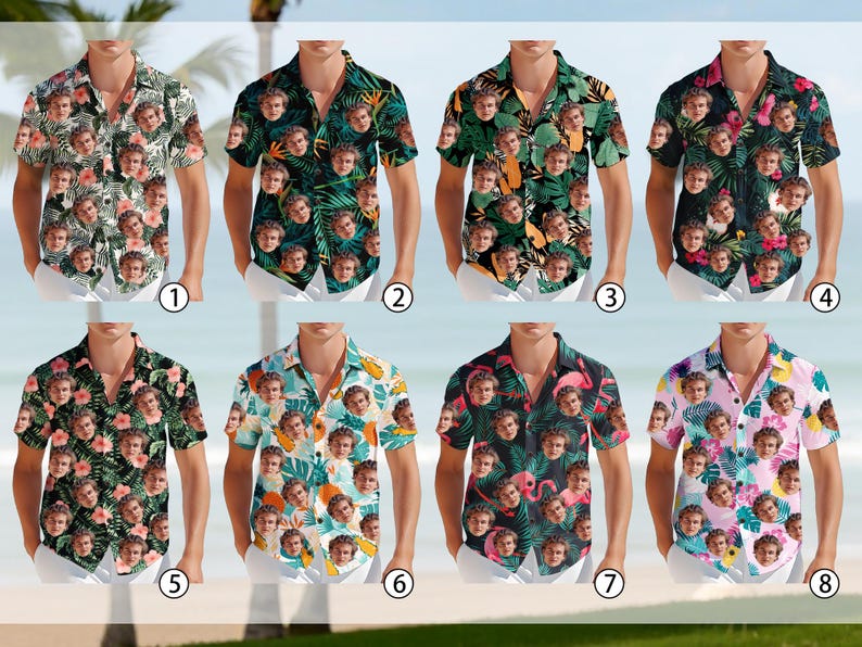 Custom Pet Dog Face Hawaiian Shirt, Vacation Tropical Pattern Shirt for Men Women