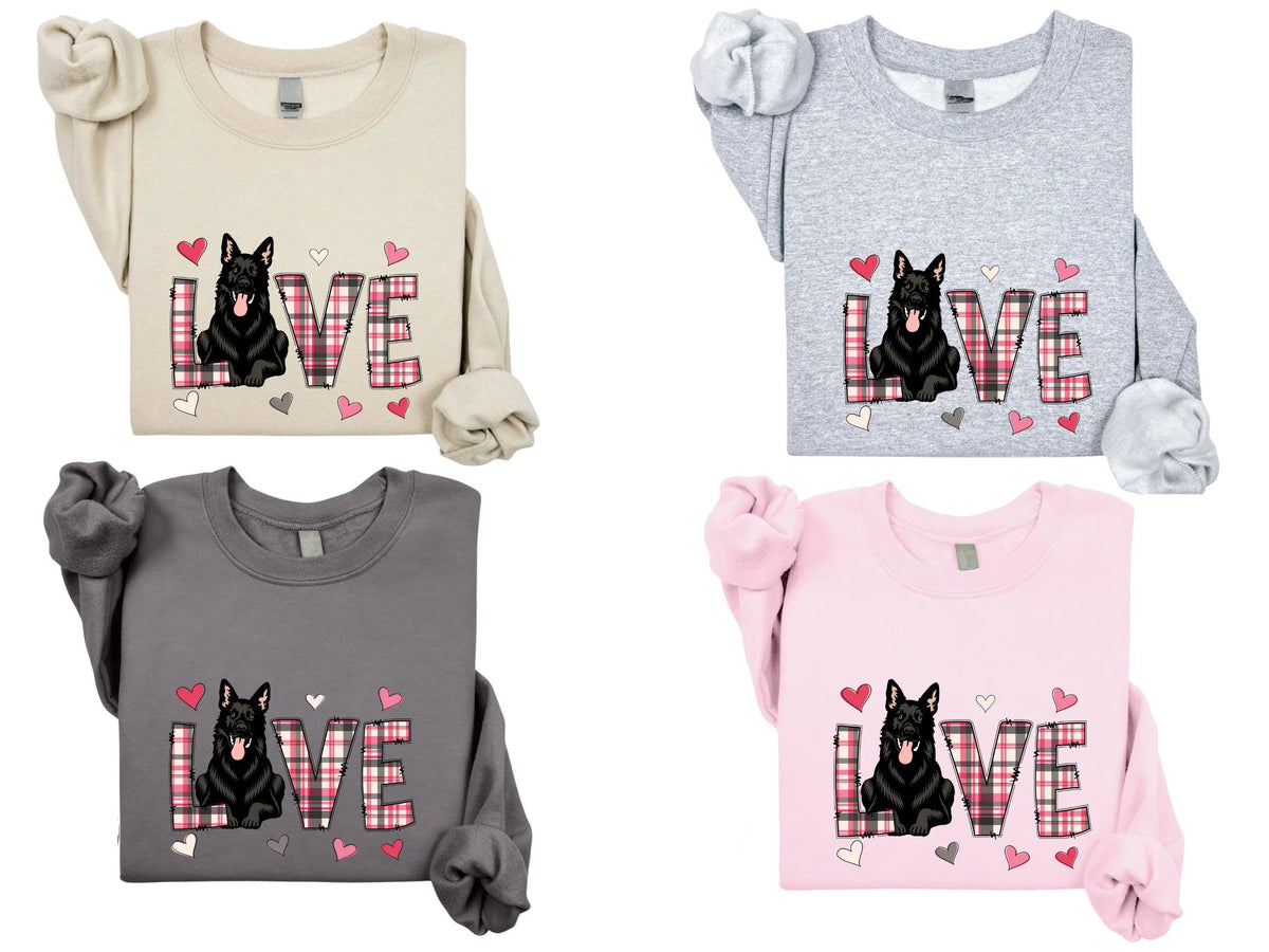 Custom Dog Photo Valentine Shirts, Dog Mom Love Plaid Valentines Day Crewneck Sweatshirt