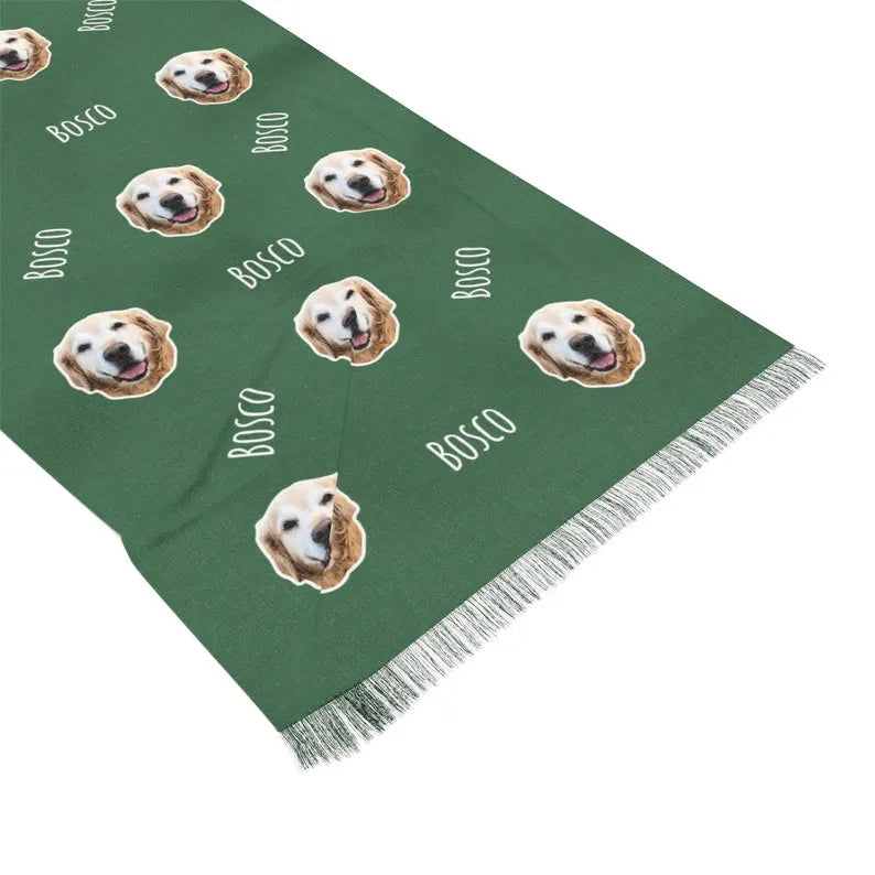 Personalized Pet Face & Name Scarf, Dog Picture Scarf for Dog Mom