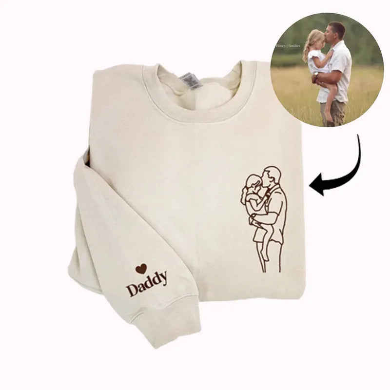 Custom Dad Embroidered Sweatshirt with Kids Names sleeve