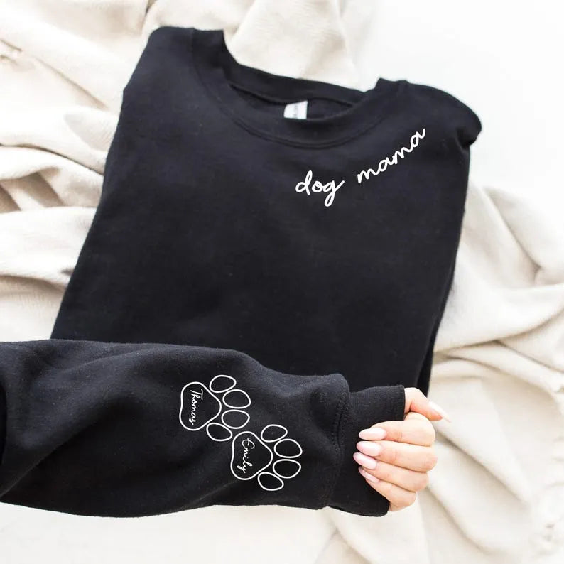 Personalized Dog Paw Printing Sweatshirt Custom Dog Mama Sweatshirt Gift for Dog Mom