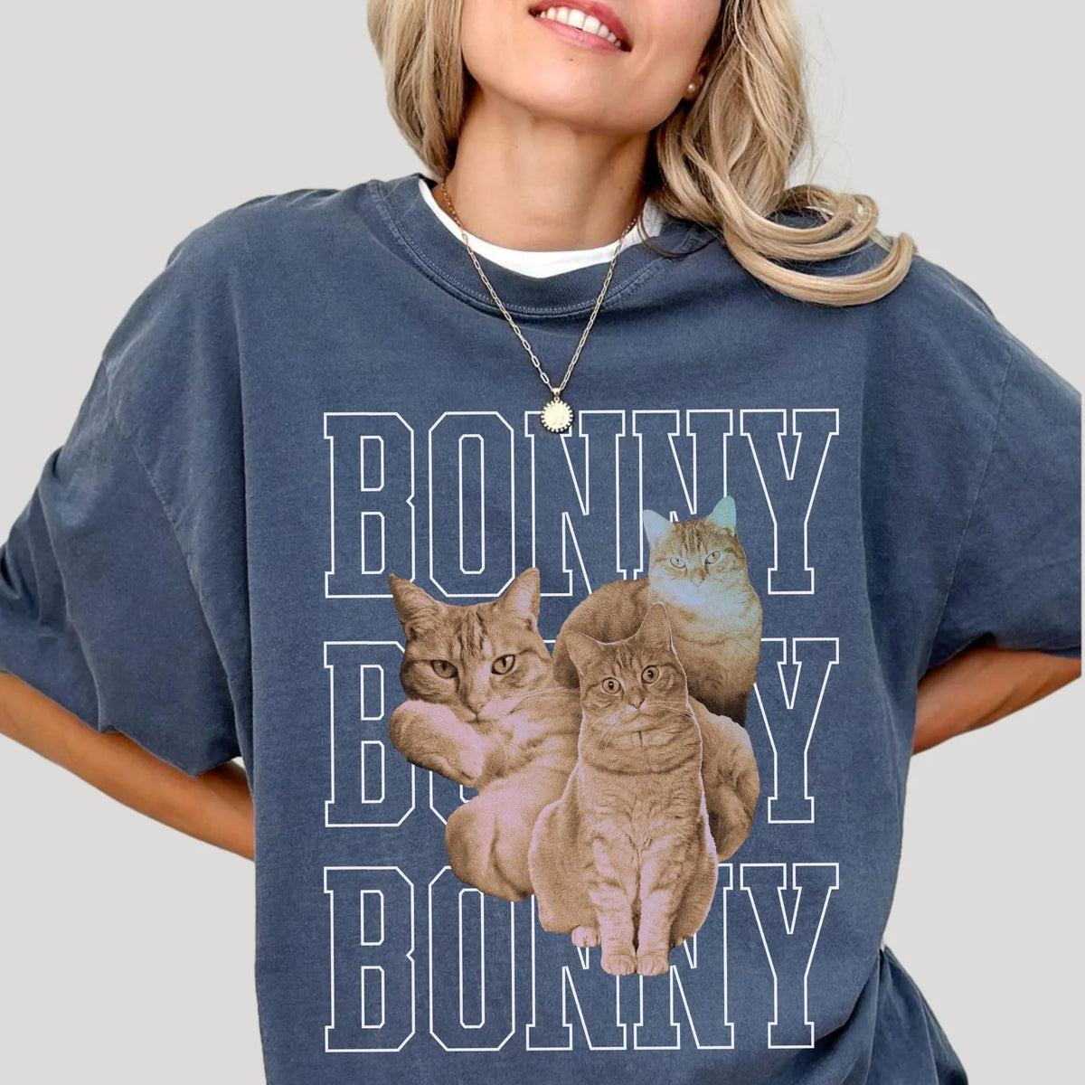 Custom Pet Portrait Shirt - Personalized Dog/Cat Tee with Name - Retro Cat Dad & Dog Mom Gift