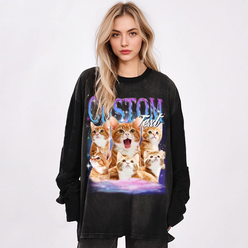 Custom Bootleg Rap Pet Portrait Shirt  Sweatshirt Hoodie, Vintage Graphic 90s Tshirt