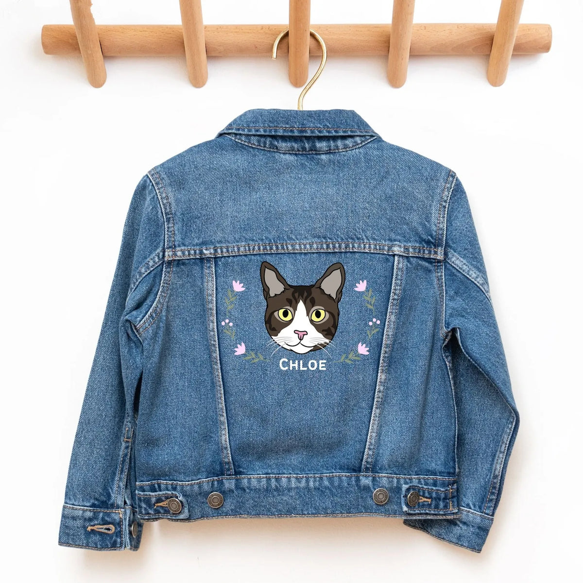 Custom Pet Photo + Name Denim Jacket, Personalized Pet Jean Jacket 
