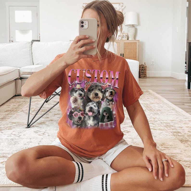 Custom Bootleg Shirt, Pet Shirt with Photo and Name, Vintage 90s Graphic, Bootleg Rap Shirt