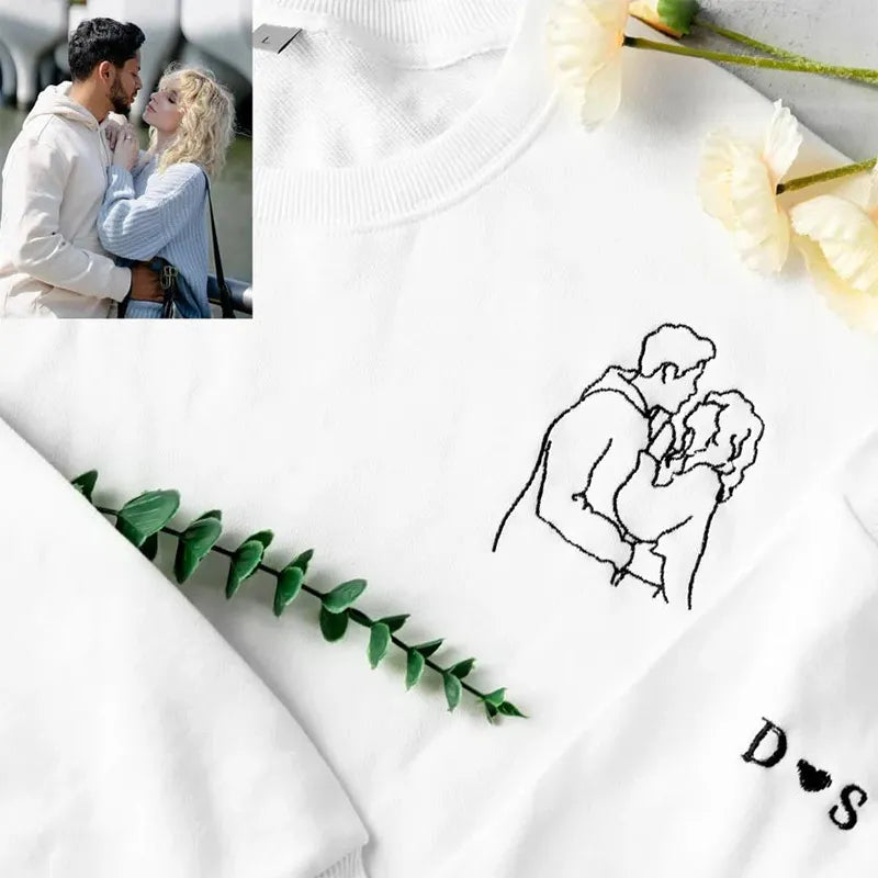 Custom Outline Photo Embroidered Crewneck
