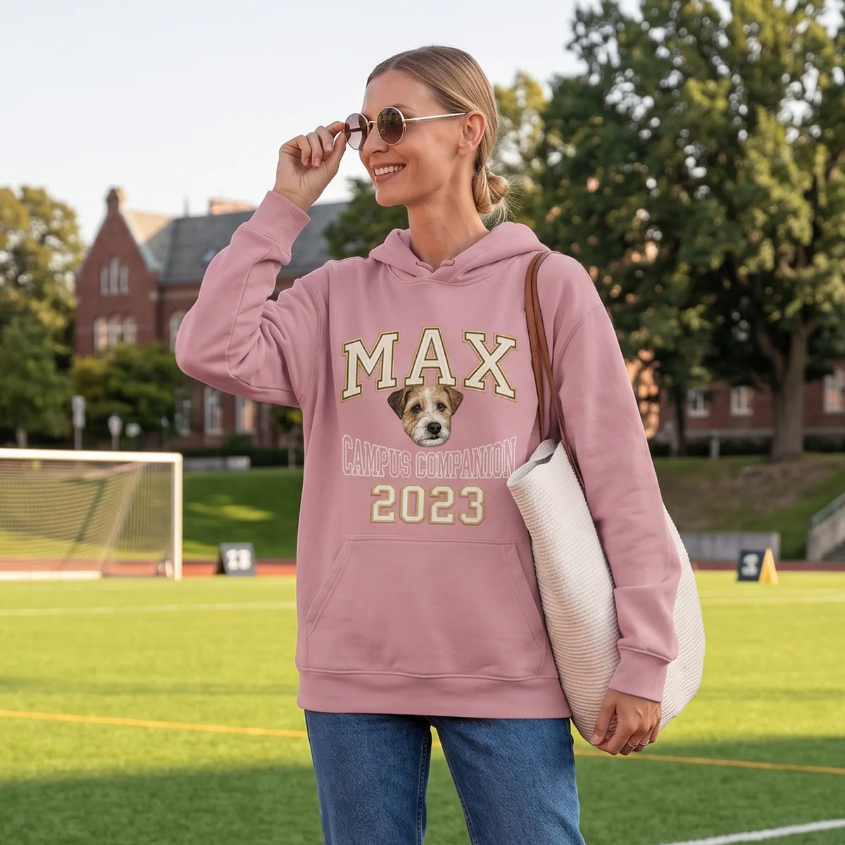 Custom Pet Portrait Varsity Style Embroidered Sweatshirt Hoodie T-shirt