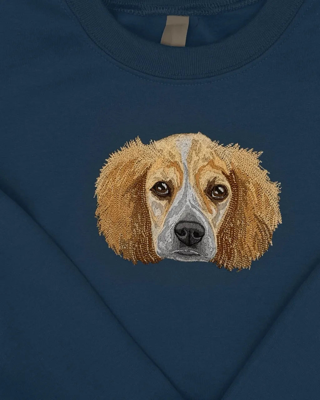 Custom Premium Embroidered Pet Portrait Crewneck Hoodie T-shirt- Colorful Design