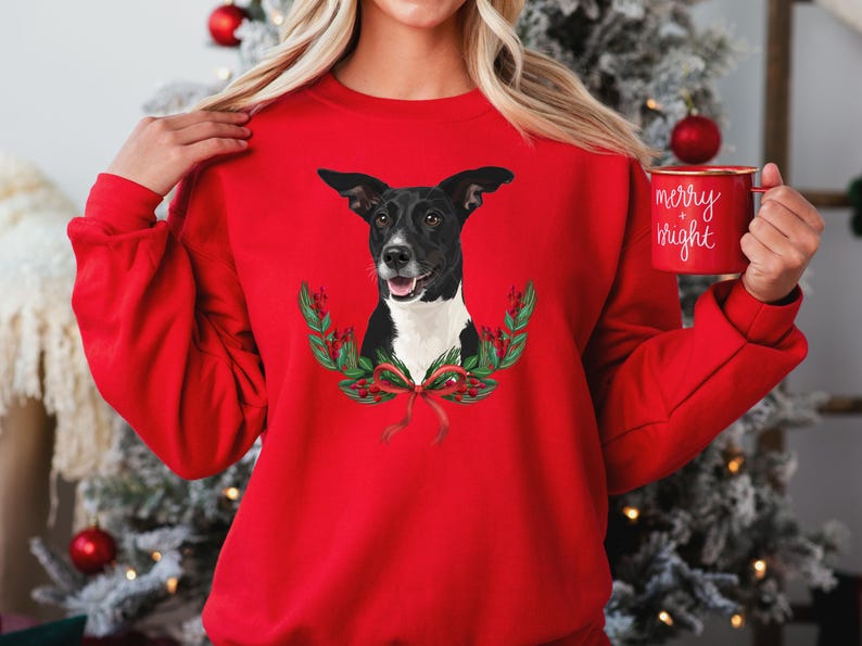 Custom Pet Christmas Sweatshirt from photo, Custom Dog Sweater Crewneck