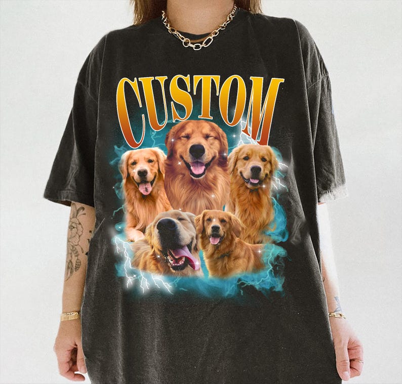 Custom Pet Vintage Tee, Pet Photo 90's Retro Shirt