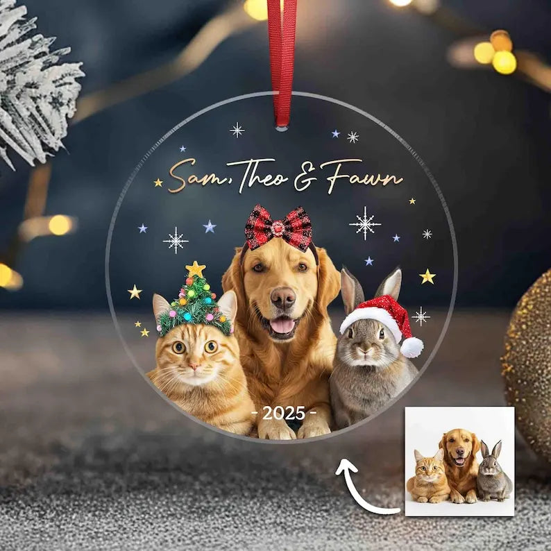 Personalized Pet Christmas Ornament – Custom Pet Portrait & Photo Decoration
