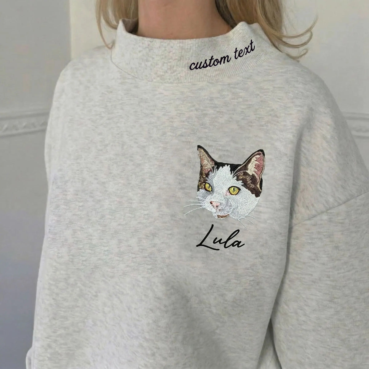 Custom Pet Embroidered Mockneck Sweatshirt