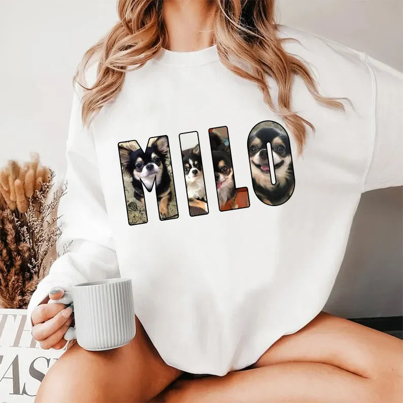 PetFiestas® Custom Pet Photo and Name Sweatshirt Hoodie T-shirt