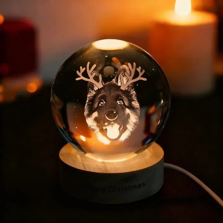 Personalized 2d Photo Engraved Crystal Ball - Custom Pet, Baby, Family Picture Glass Sphere