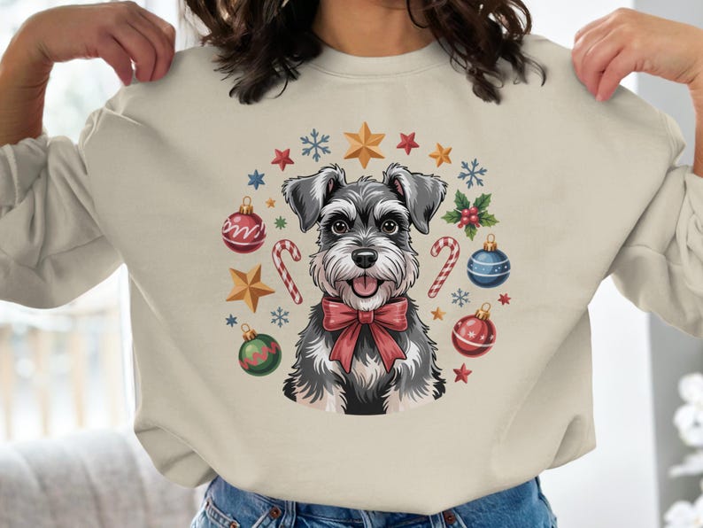 Custom Pet Photo Christmas Festive Vibe Crewneck Sweatshirt Tee