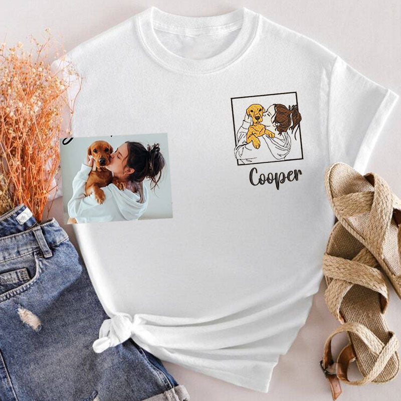 Personalized Dog Hoodie with Portrait from Photo, Embroidered Pet's Photo Sweatshirt- Colorful Design