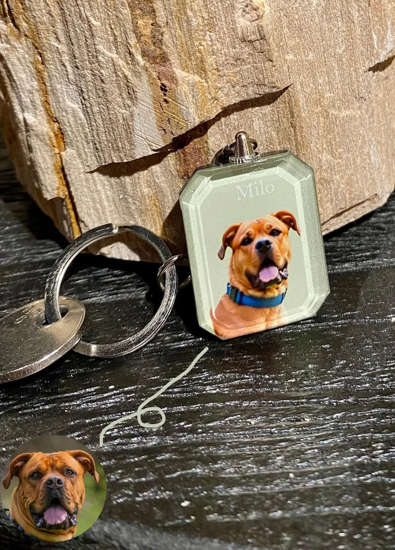Custom Pet Keyring Personalized Dog Cat Photo Acrylic Keyring Cat Dog Loss Gift