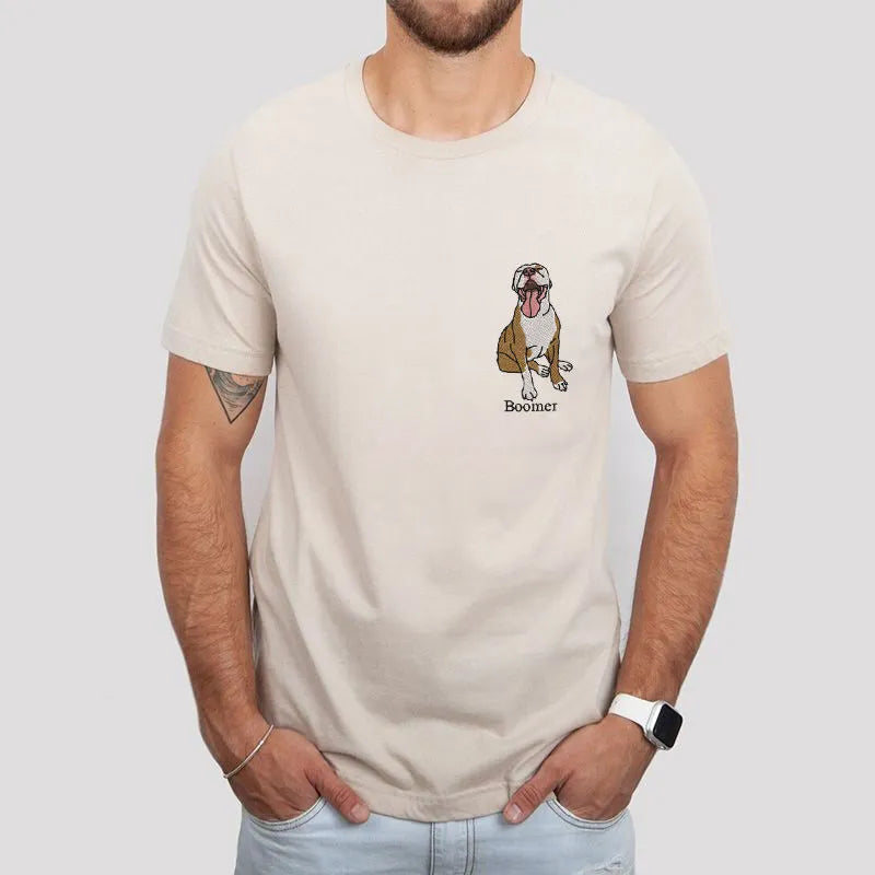 Custom Embroidered Pet Color Photo Embroidery T-shirt Sweatshirt Hoodie- Colorful Design