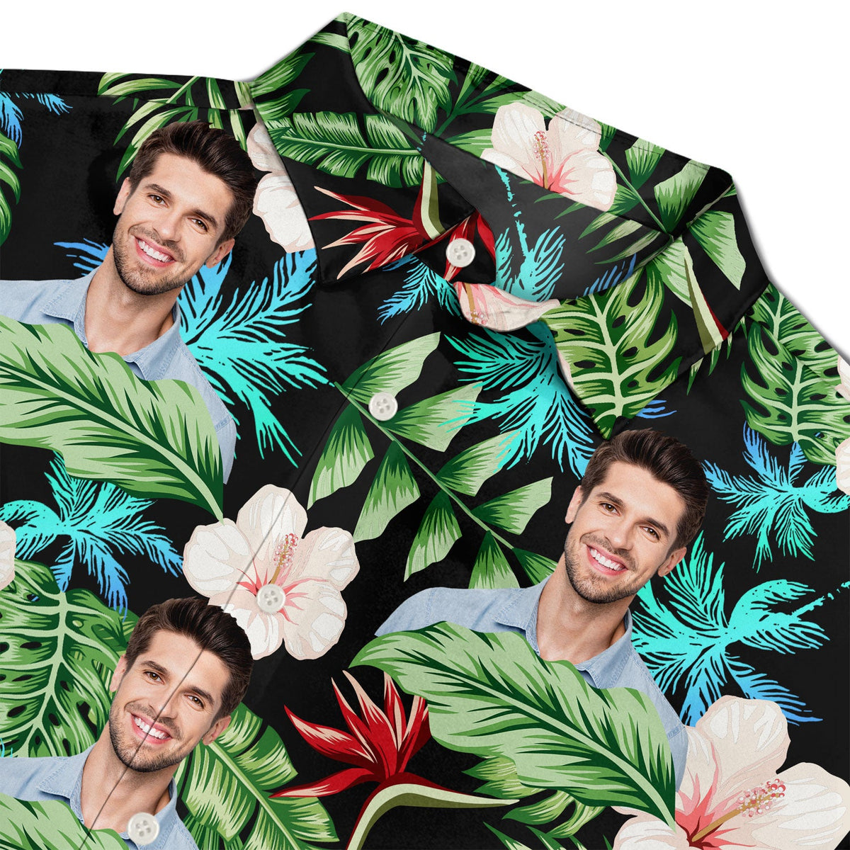 Custom Photo Human And Pet Faces - Personalized Hawaiian Shirt
