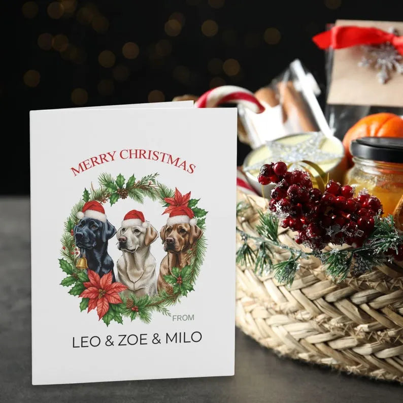 Custom Greeting Card With Pet Portrait & Name Personalized Dog Greeting Card