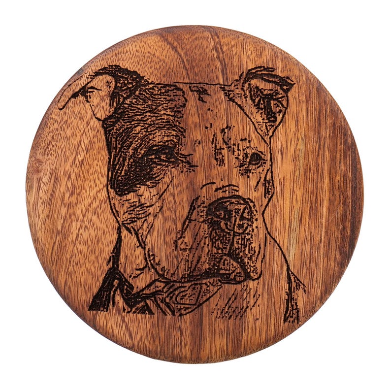 Custom Pet Portrait Engraved Wooden Urn Box for Ashes, Pet Memorial Custom Photo Engraved Urn