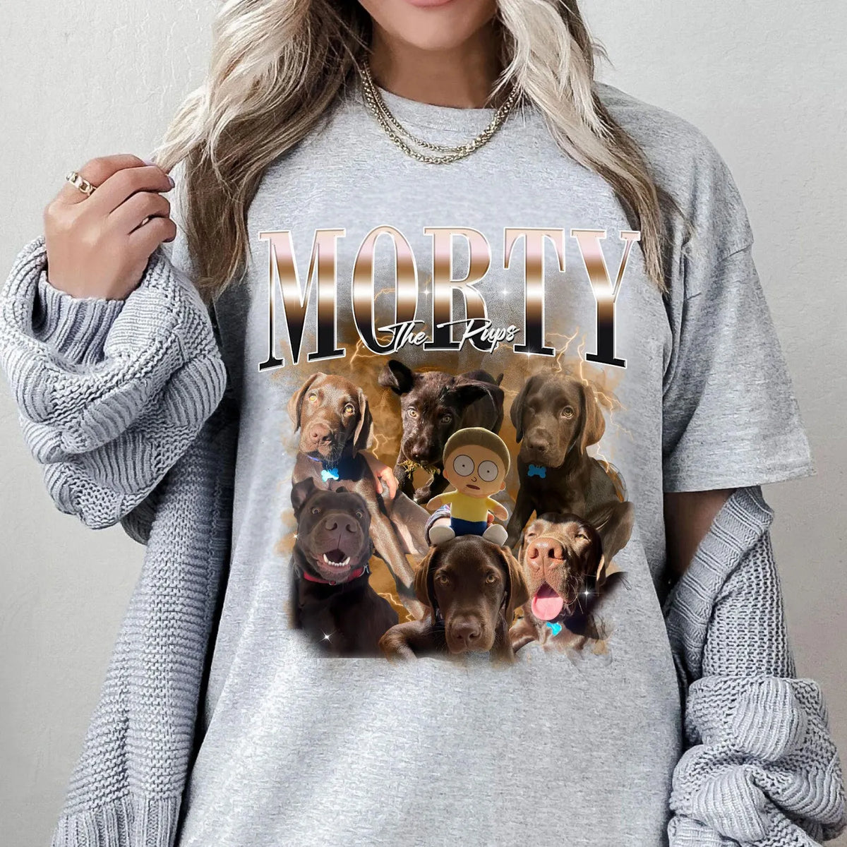 Custom Pet Rap Portrait Tee - Personalized 90s Hip Hop Shirt with Your Dog's Photo & Text 