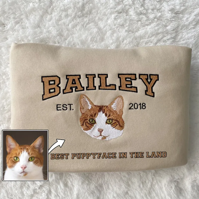 Personalized Embroidered Pet Sweatshirt with Pets Name, Custom Text- Varsity Colorful Design