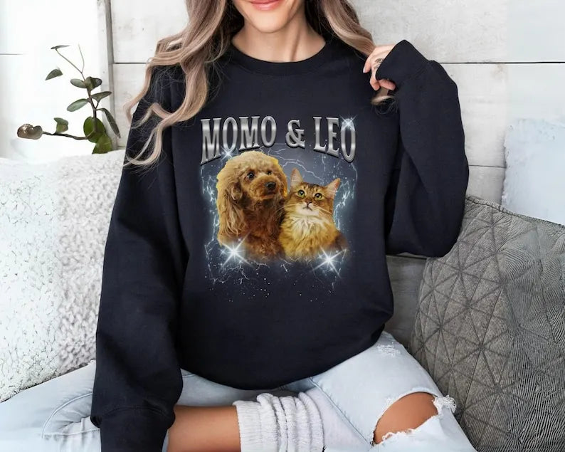 Pet Custom Bootleg Sweatshirt T shirt Hoodie Personalize Retro Shirt