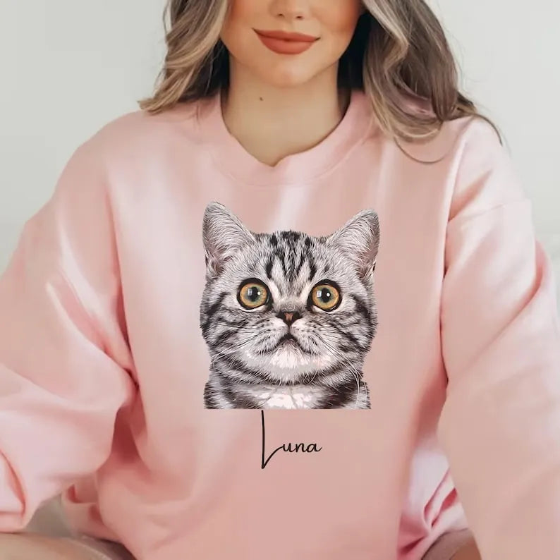 Personalized Dog&Cat Photo Sweatshirt,Custom Print Hoodie T-shirt