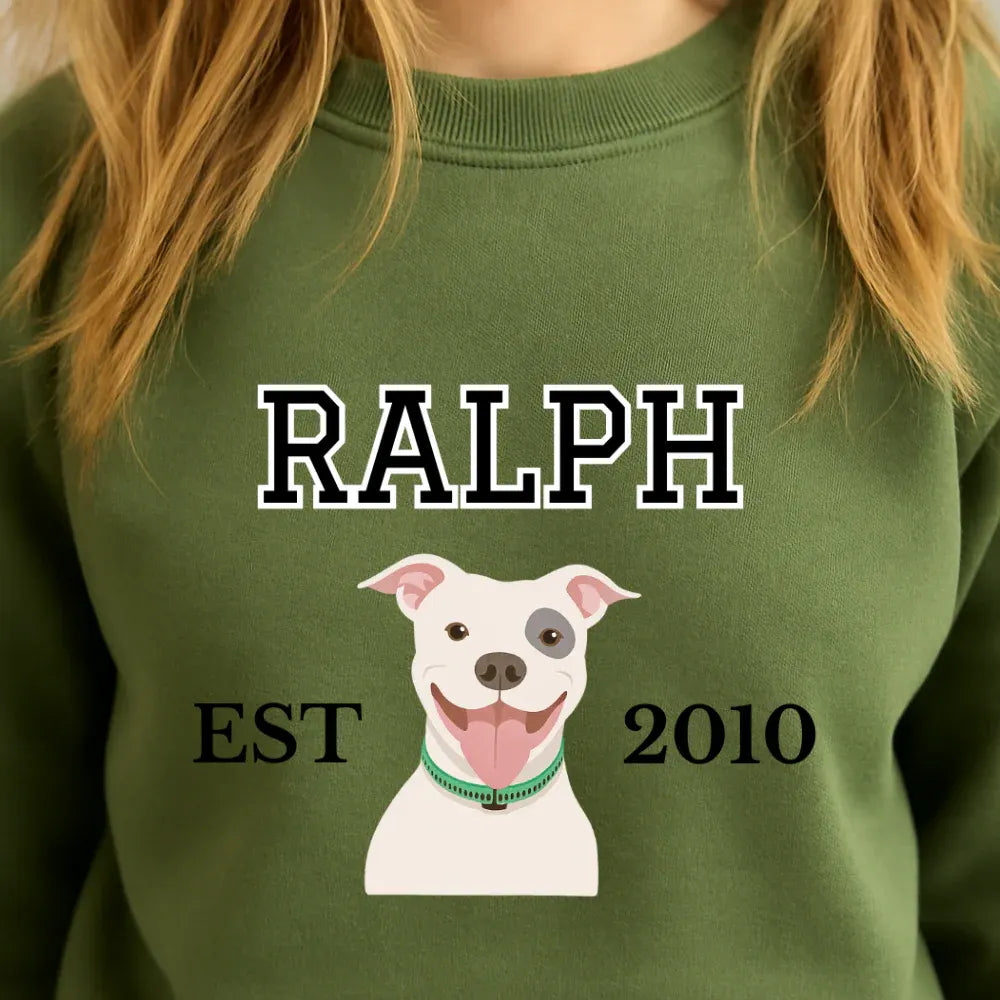 Custom Illustrated Pet Photo & Name Printed Sweatshirt, Hoodie & T-Shirt