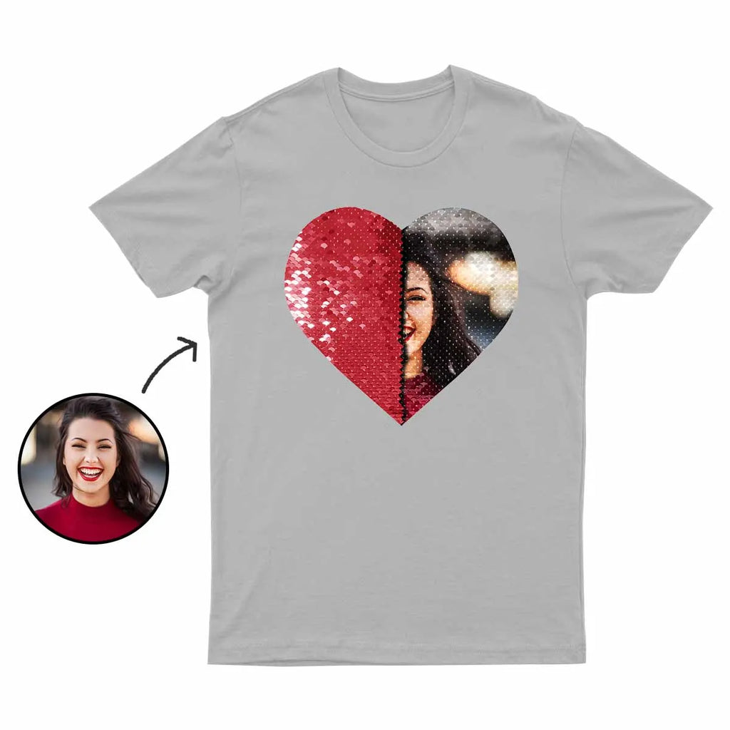 Custom Couple Flip Sequin Shirt (Heart)