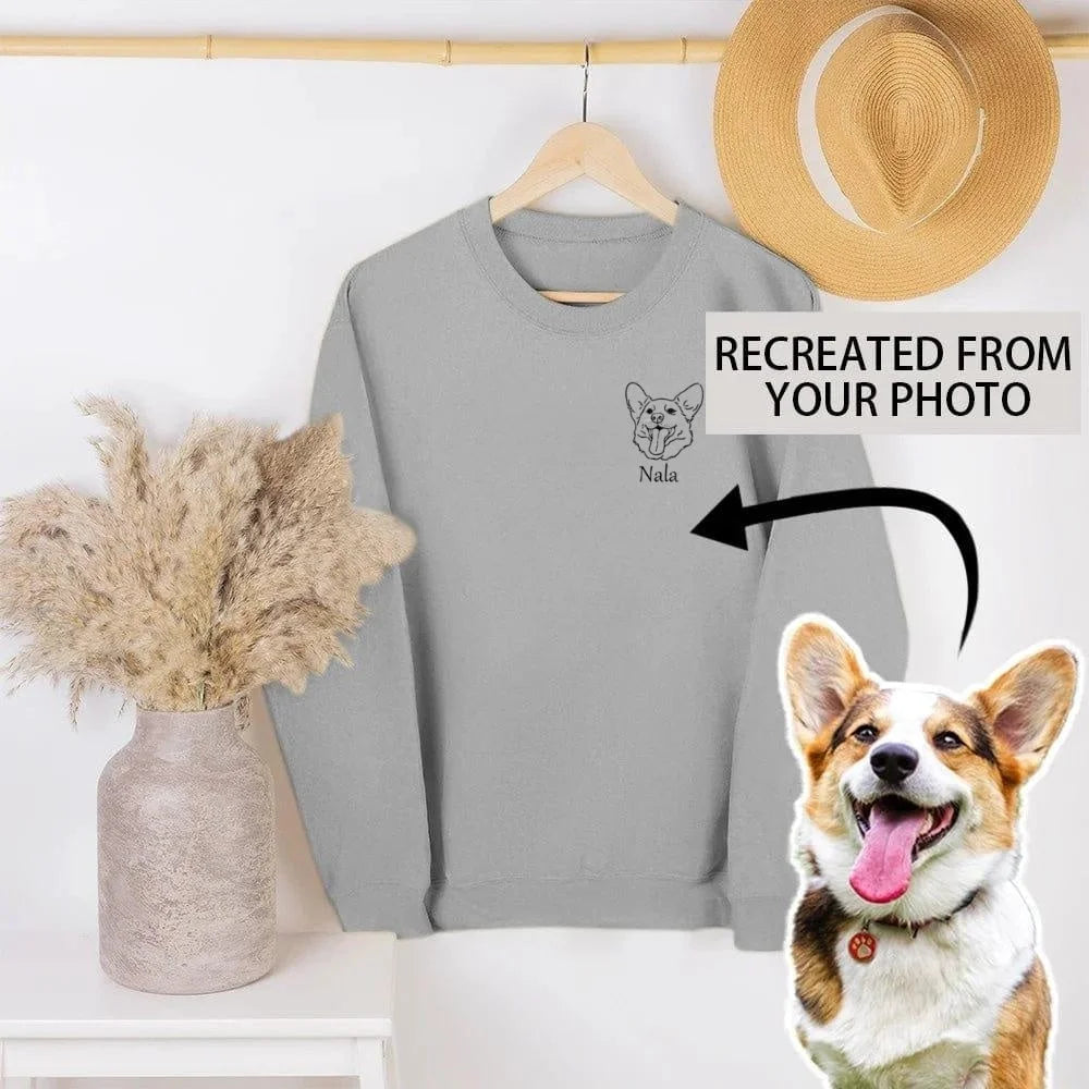 Custom Pet Face Printing Sweatshirt- Stylish Outline Style