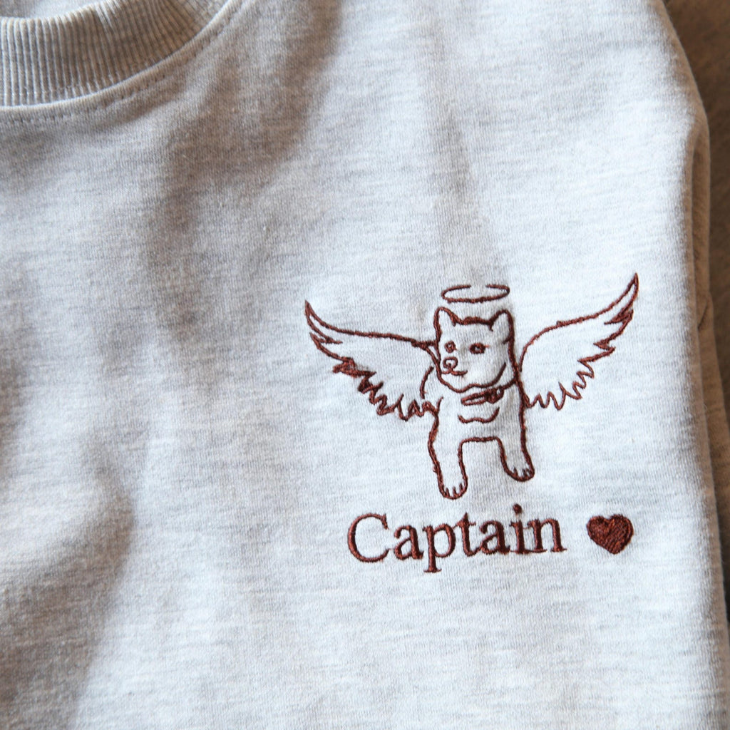 Custom Embroidered Pet Memorial Hoodie - Personalized Dog & Cat Remembrance Sweatshirt with Angel Wings- Stylish Outline