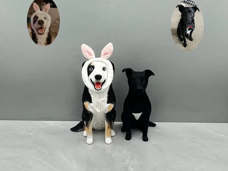 Personalized Custom Dog Pet Clay Sculpture, Wedding Cake Topper, Pet Dog Cat Figurines