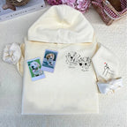 Custom Embroidered Pet Face T-shirt, Personalized Hoodie Embroidered with Multiple Pets- Stylish Outline Style