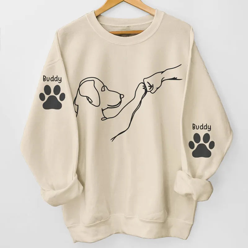 Love Comes In Fur And Paws -Pet Printing Personalized Pet Sweatshirt With Design On Sleeve- Stylish Outline Style
