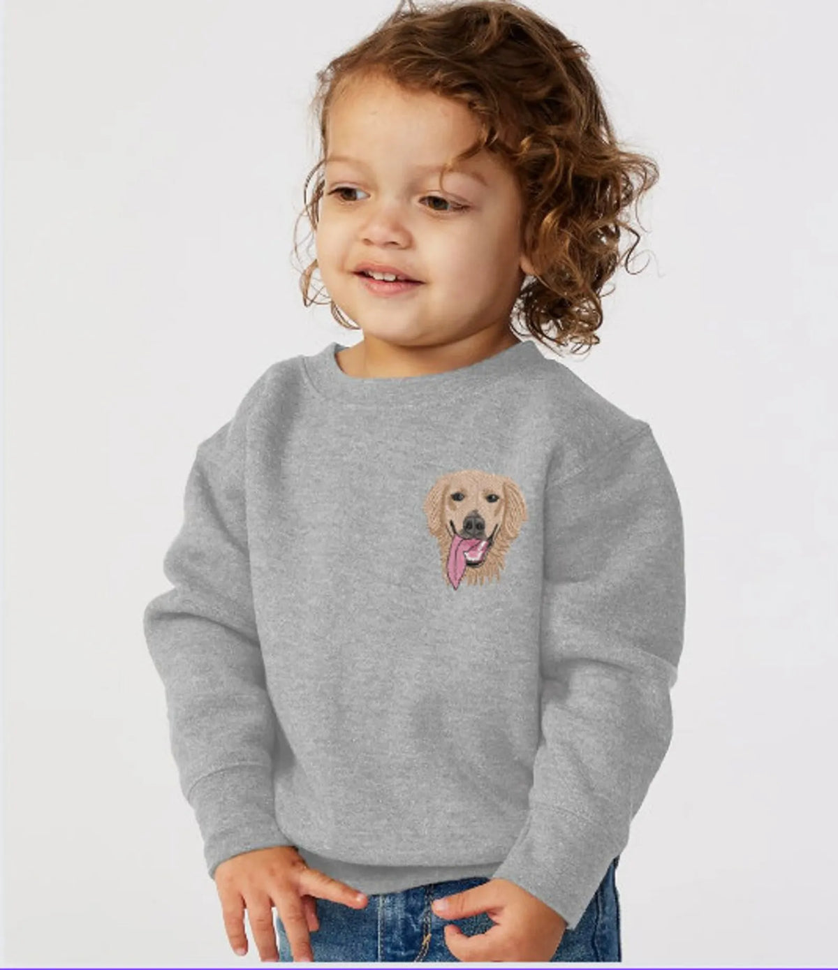 Custom Embroidered Pet Sweatshirt for Kids, Dog Embroidery, Personalized Kids Sweatshirt- Colorful Design