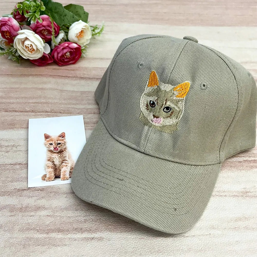 Custom Embroidered Hat with Pet Portrait